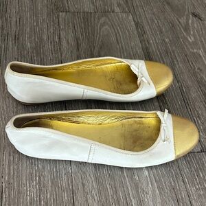 PRADA White and Gold Women's Flats